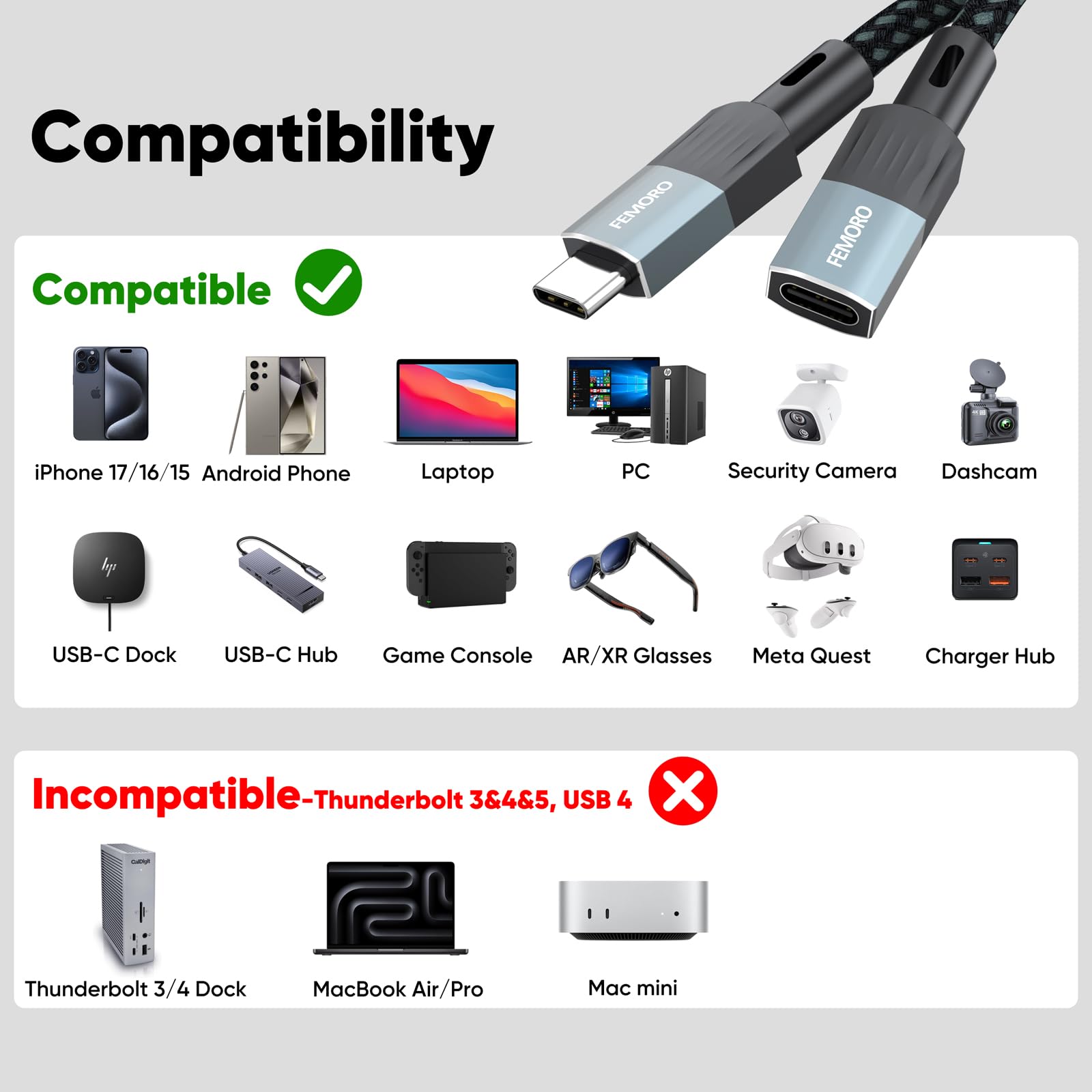 USB-C-Verlängerungskabel N36 (3 m, 1 Stück)