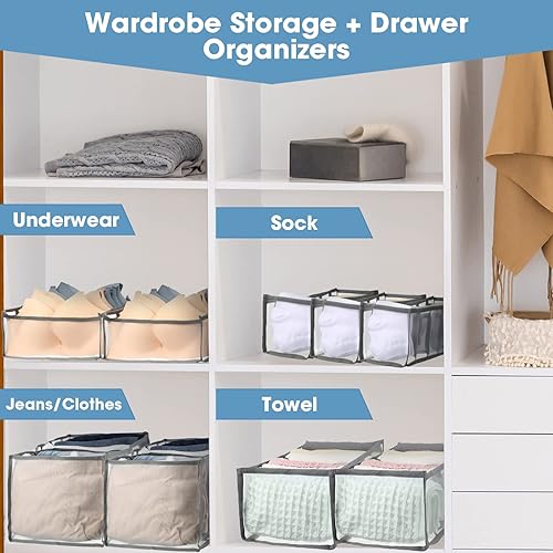 Miniatura 7 de 14 unidades de 6 tamaños diferentes mejorados, organizador de ropa para armario, organizador de jeans plegable para almacenamiento de pantalones con