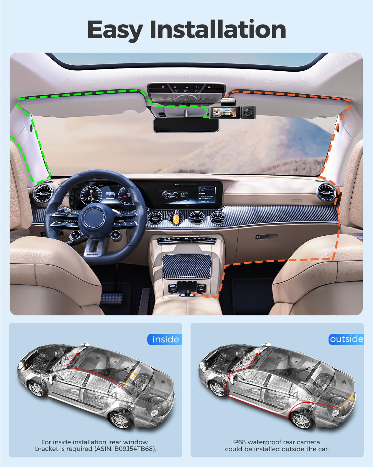AZDOME Dashcam Camara Coche 2.5K+1080P+2.5K con WiFi GPS Dashcam Grabadora Ultra HD Dash CAM de Gran Ángulo con G-Sensor, Modo de Estacionamiento, Detección de Movimiento, Tarjeta SD(M550)