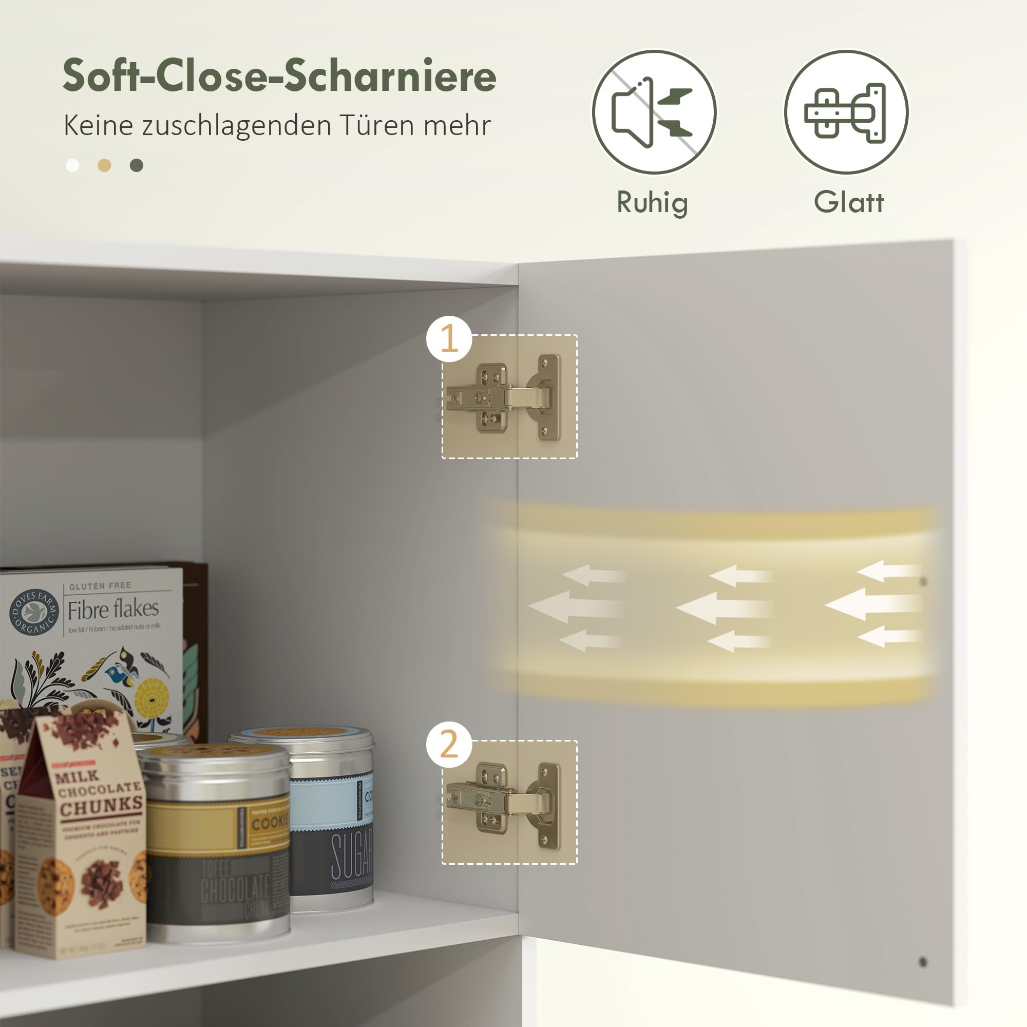 HOMCOM Armoire de Cuisine, Armoire Haute avec Tablette pour Micro-Ondes, Buffet avec Porte Soft-Close, de Rangement Vitrine pour Cuisine Salle à Manger 79x40x175 cm Blanc