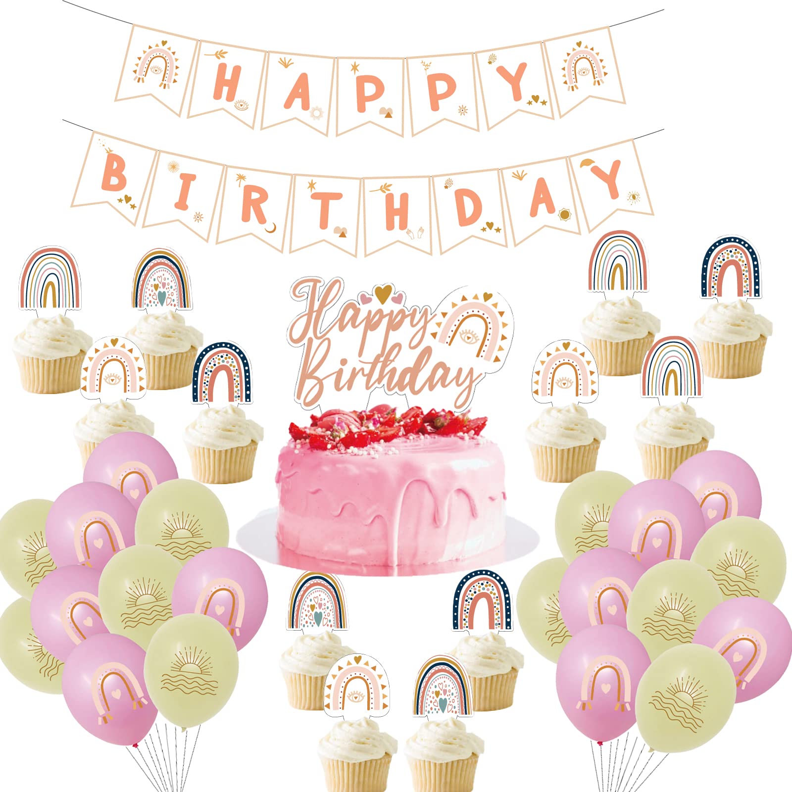 Buy Boho Rainbow Birthday Party Decorations, Boho Rainbow Banner