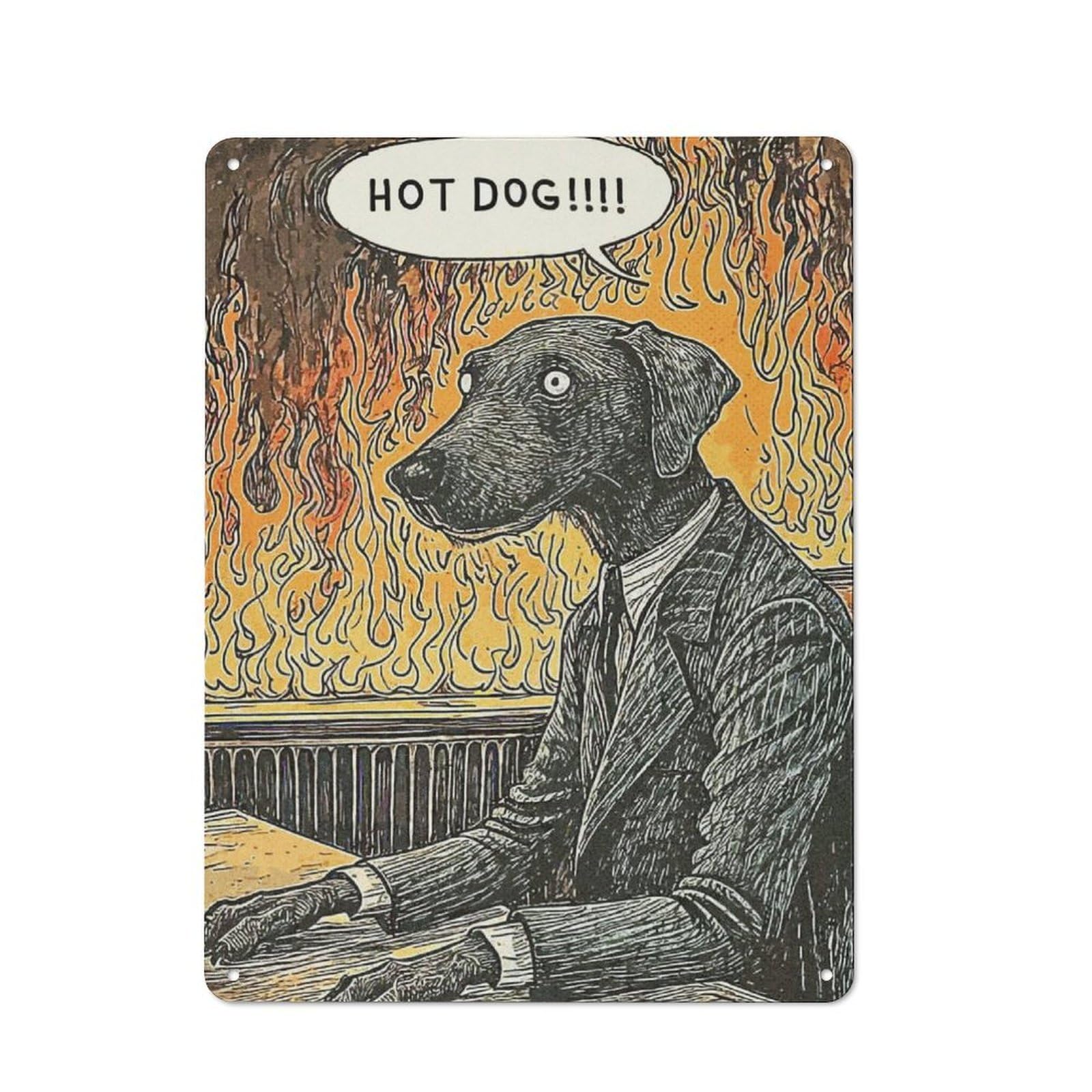 Country Country Metal Sign 40x30cm Featuring Hot Dog, Rustic Kitchen Decor for Cottage, Kitchen, Hallway Or Breakfast Nook