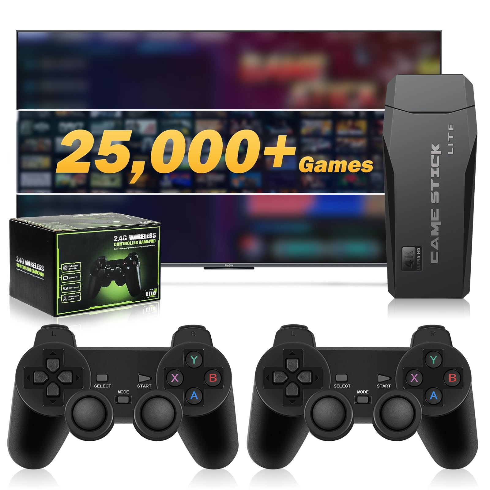 Jeu Vidéo Stick X2 4K Console De Jeu Vidéo 2.4G Double Contrôleur Sans Fil 4K HD30000 Jeux 128G Jeux Rétro Cadeau De Noël