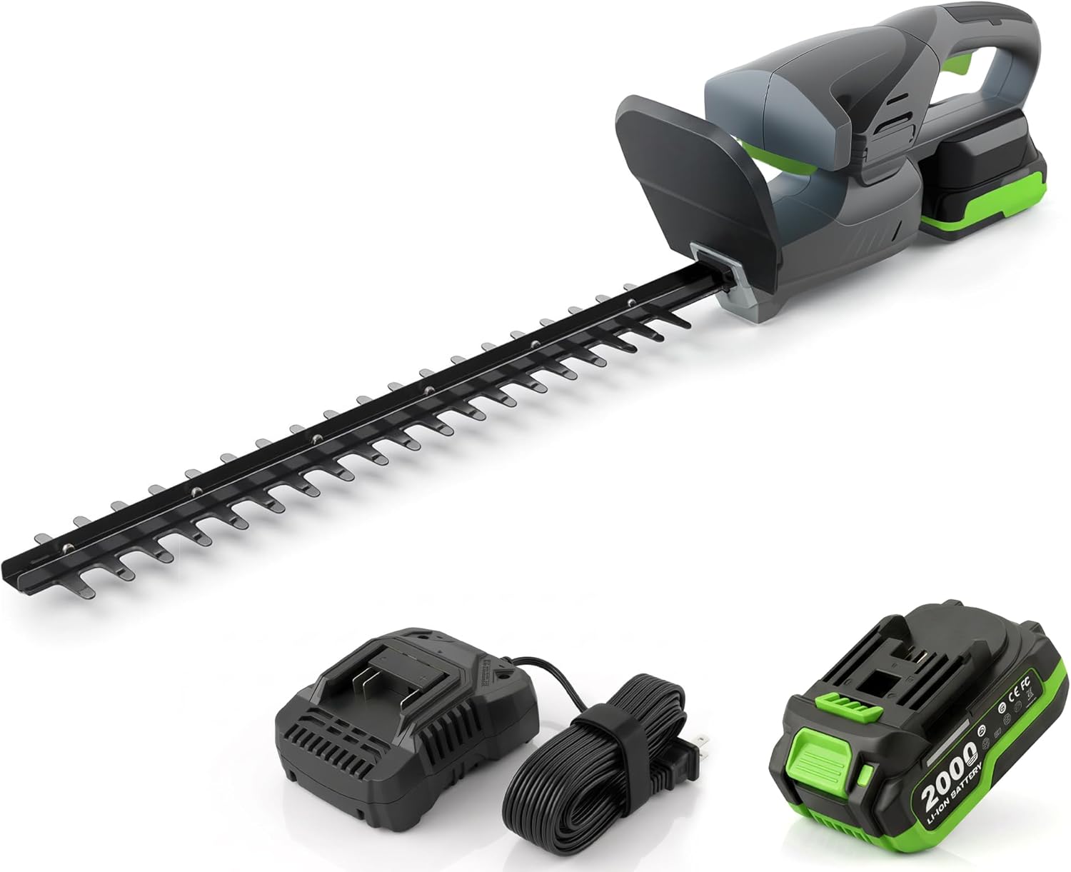 GarveeLife 20V Cordless Hedge Trimmer w/ Battery & Charger - 18" Blades, 1500RPM Motor, Lightweight 4lb Bush Trimmer for Gardens