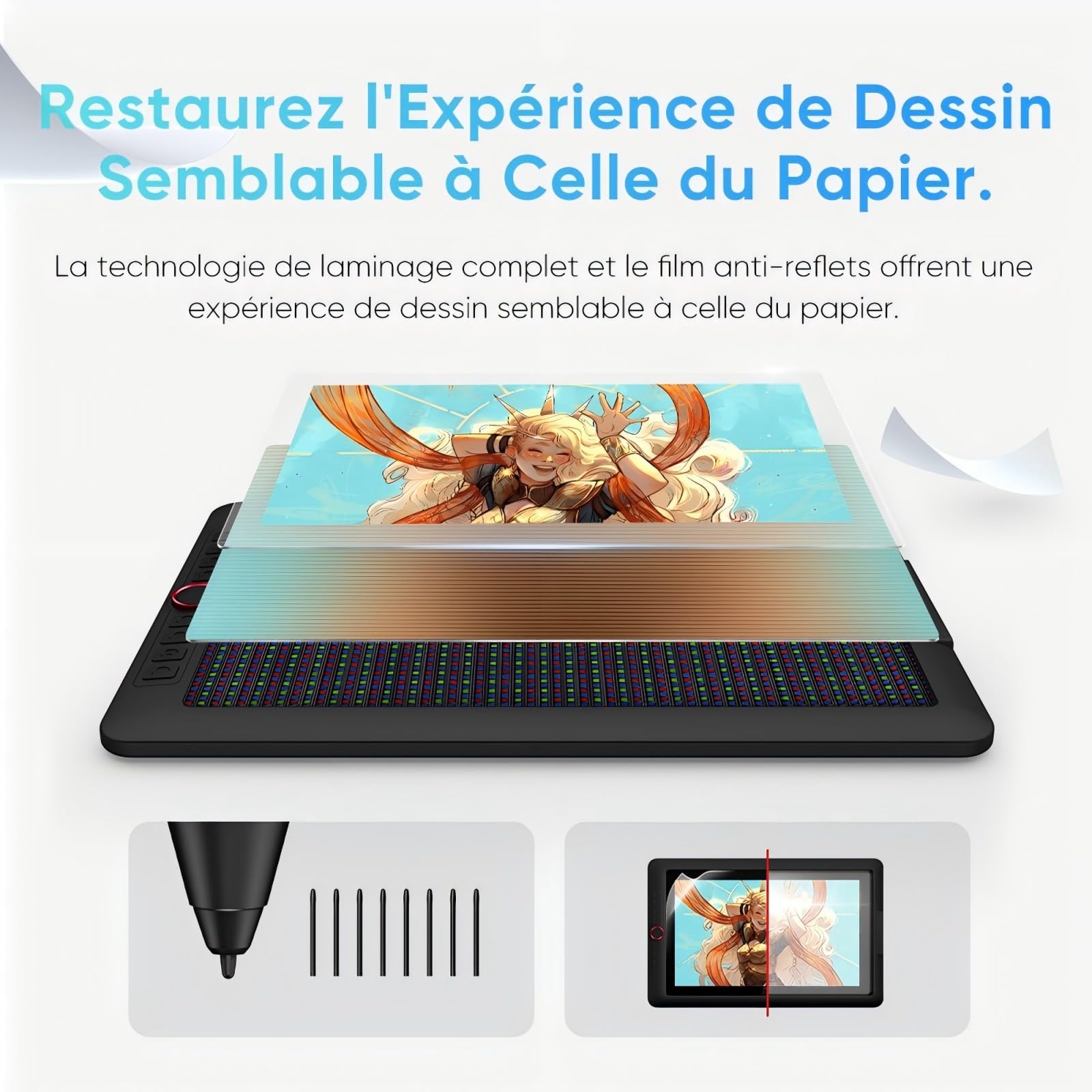 XPPen Artist 13.3 Pro V2 Tablette Graphique Dessin avec Écran Laminé,16K(16384) Niveaux de Pression, Tablette Graphique Portable de 13,3 Pouces, 8 Raccourcis, Compatible avec Windows et macOS