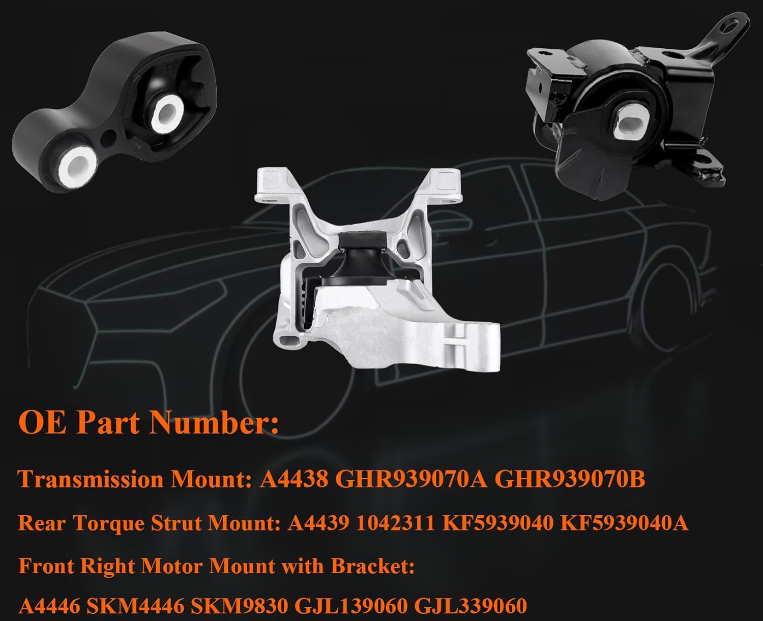 3PCS Engine Motor & Trans Mount Set Fit for 2014-2018 Mazda 3 for 2014-2017 Mazda 6 2.5L & 2014-2016 CX-5 2.5L L4 Automatic Transmission Motor Mount Replace# A4446 A4438 A4439 Engine Motor Mount