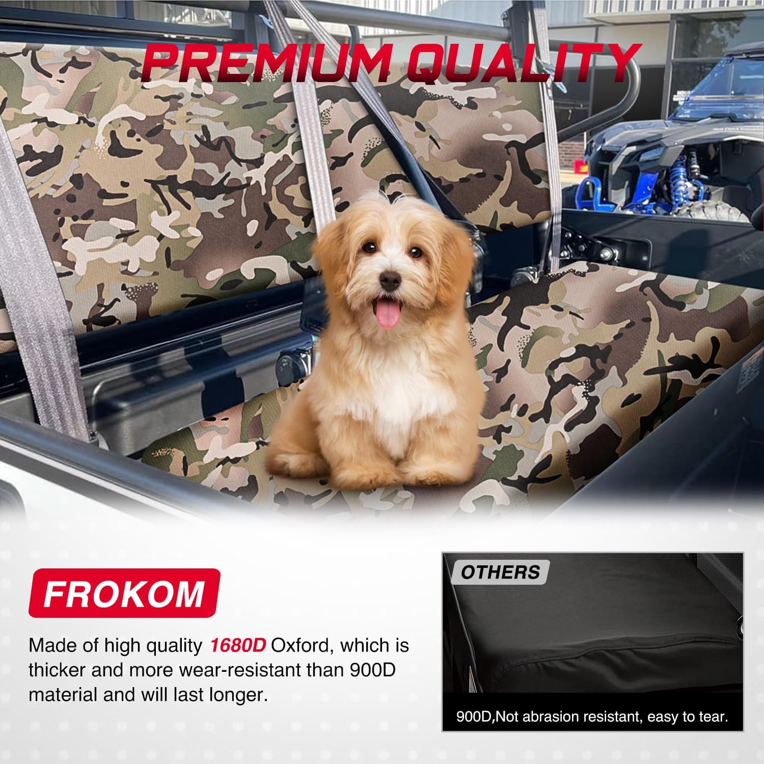 Frokom Mule Seat Cover, UTV Front Bench Seat Cover Fit for Mule 3000 3010 3020 4000 4010 2001-2024,1680D Oxford Fabric Waterproof Camo