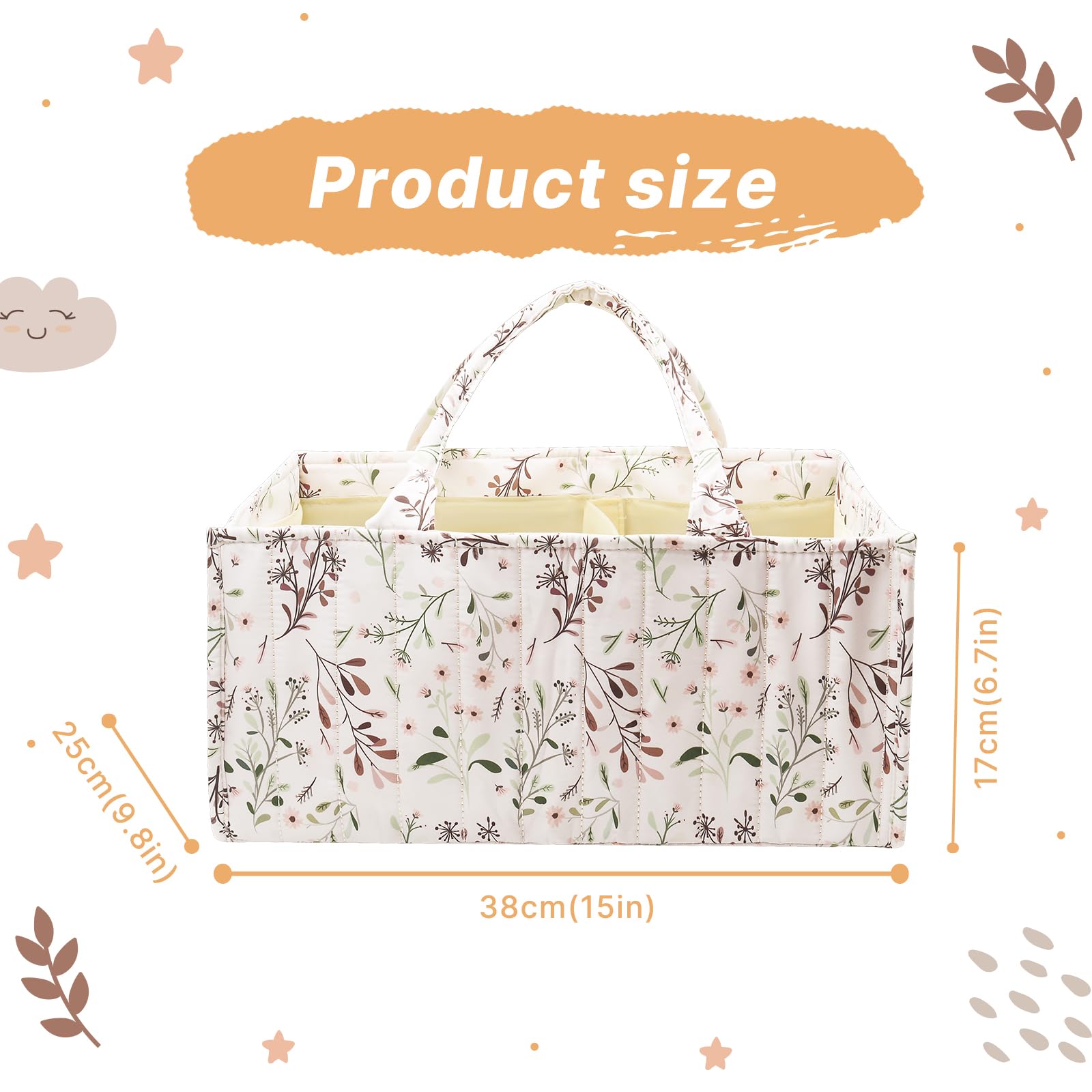 CHANXIUZAI Baby Diaper Caddy for Nappy Station,Floral Baby Diaper Caddy Organiser - Image 2