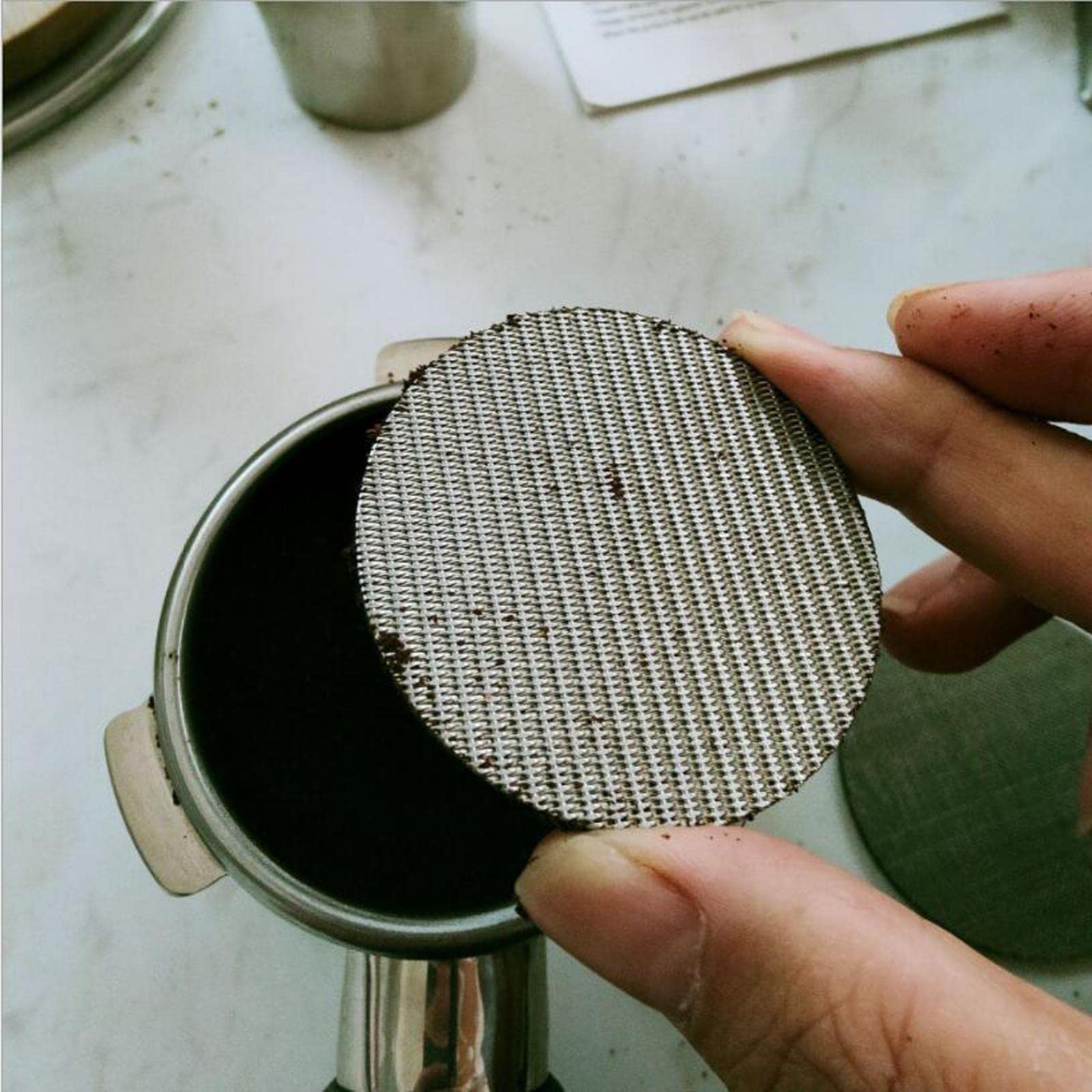 Colcolo Portafilter Puck Screen Espressomaschine Duschsieb Kontaktfilter-leicht Reinigung Umweltfreundliches Edelstahl für Baristas Küchenprofis Haushalt, 53,5 mm 2 mm dick