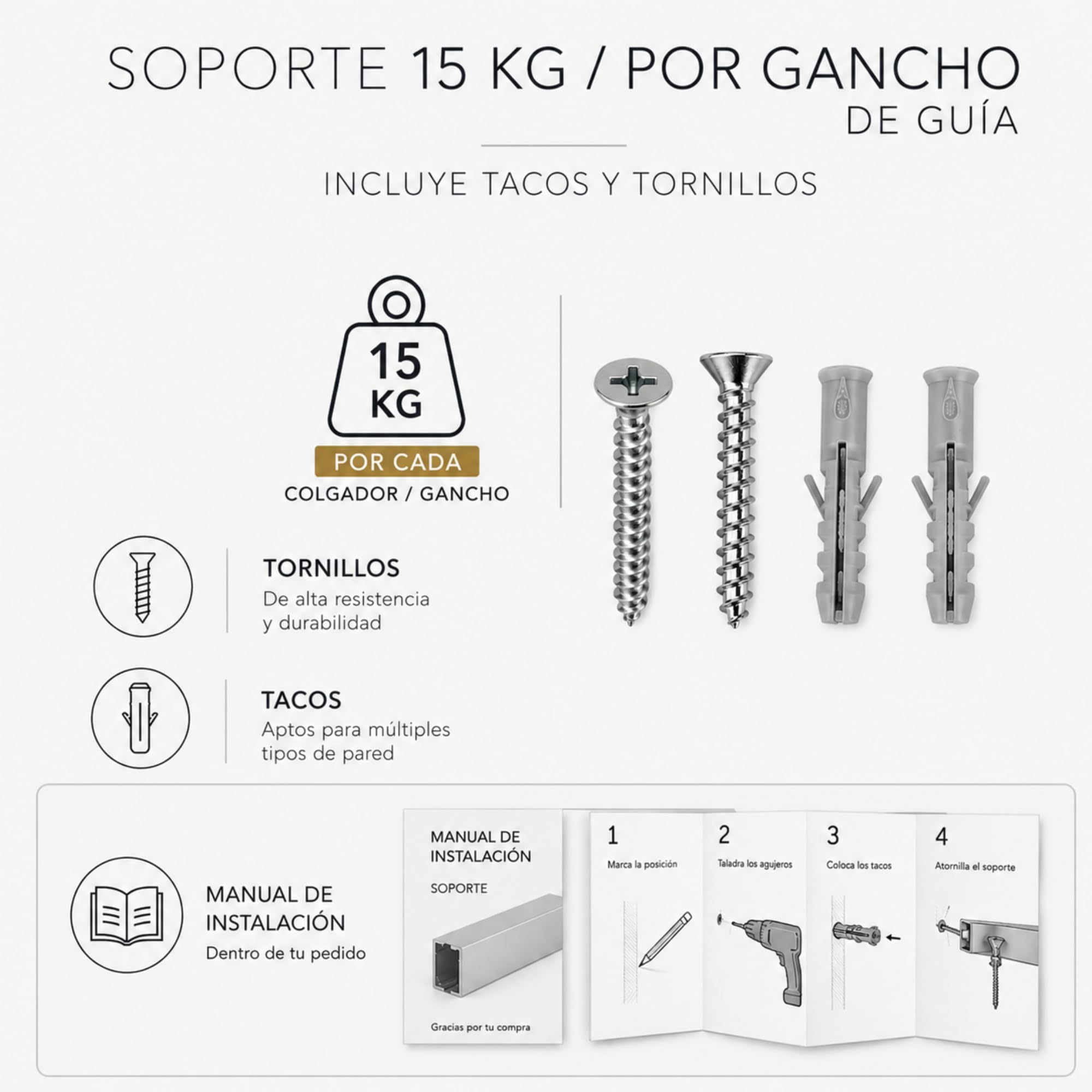riel colgar cuadros Eurohang Pack 12m Sistema Modular Guías Aluminio Blanco mate con 14 Colgadores Automático, Kit Profesional Cuelga Cuadros sin Clavos para Hogar Oficina Galería