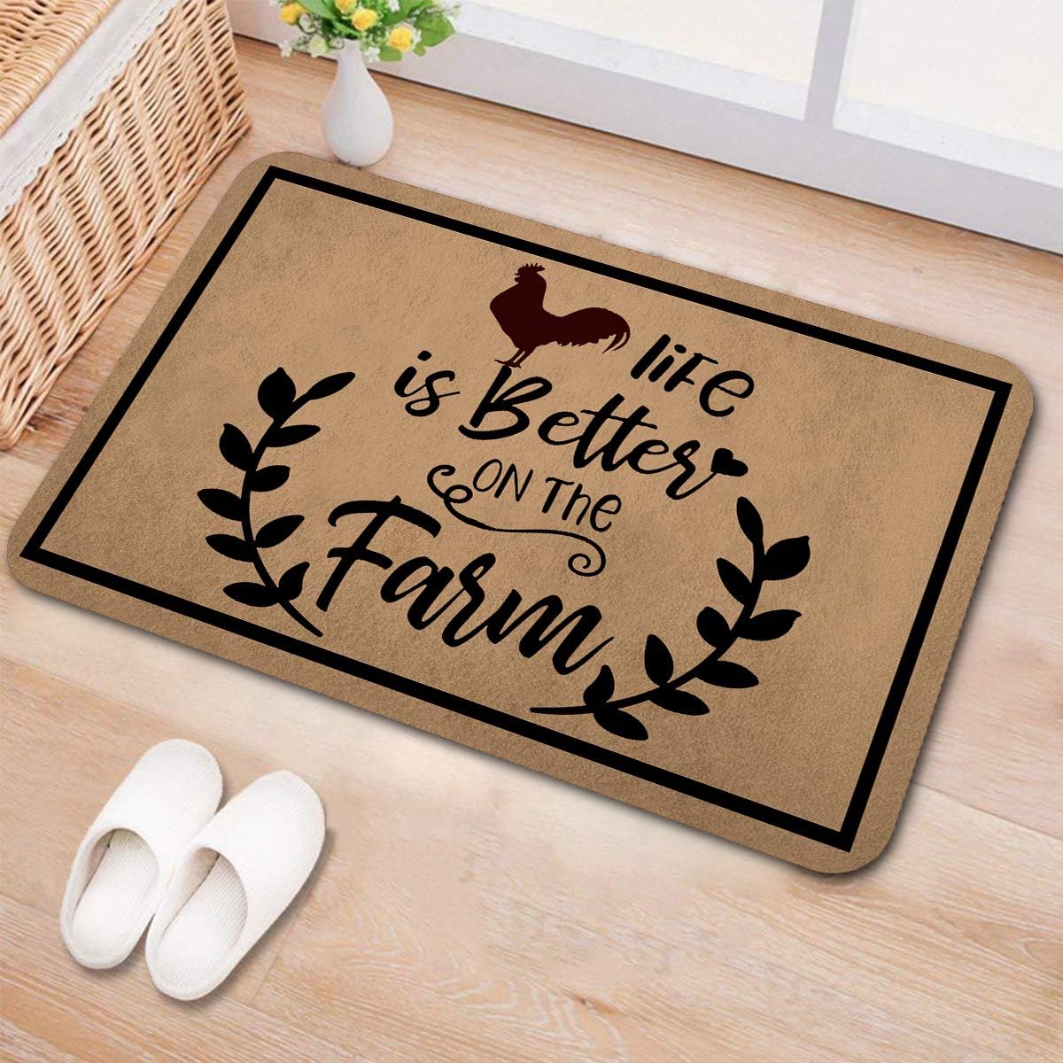 Funny Welcome Mats Anti-Slip Door Mats for Entrance Way Indoor Mat/Rubber Mat/Personality Rugs Kitchen Rugs and Mats 18"(W) x 30"(L) (Life is Better On The Farm)