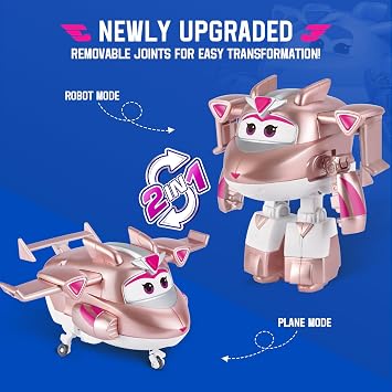 Super Wings Transformable Toys 2-Pack - 5 Golden Girl & Lucie Airplane to Robot Figures, 2-in-1 Rescue Bots Action Playset for Kids Ages 3-7, Fun Plane Toys Gift Set for Boys & Girls