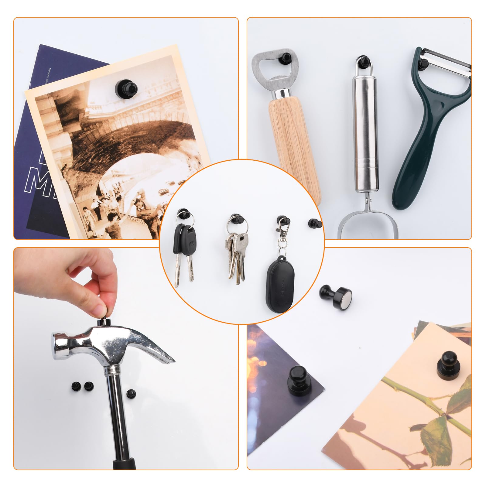 Imanes Fuertes, 28 Piezas Imanes de neodimio Negros Extra Fuertes, Mini imán para refrigerador, Tablero magnético, imanes cónicos, Tablero Perforado, Tablero de anuncios, imanes pequeños