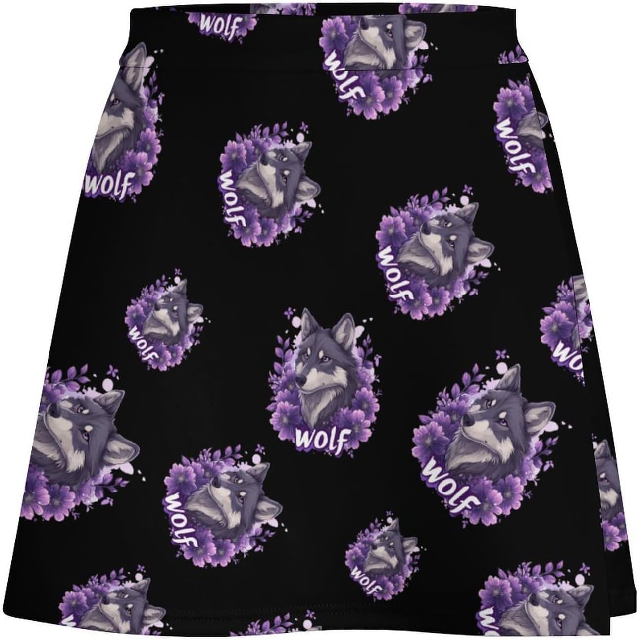 Wolf Flower Skorts for Women Mini A-line Skirt Casual Tennis Golf Short Skirts