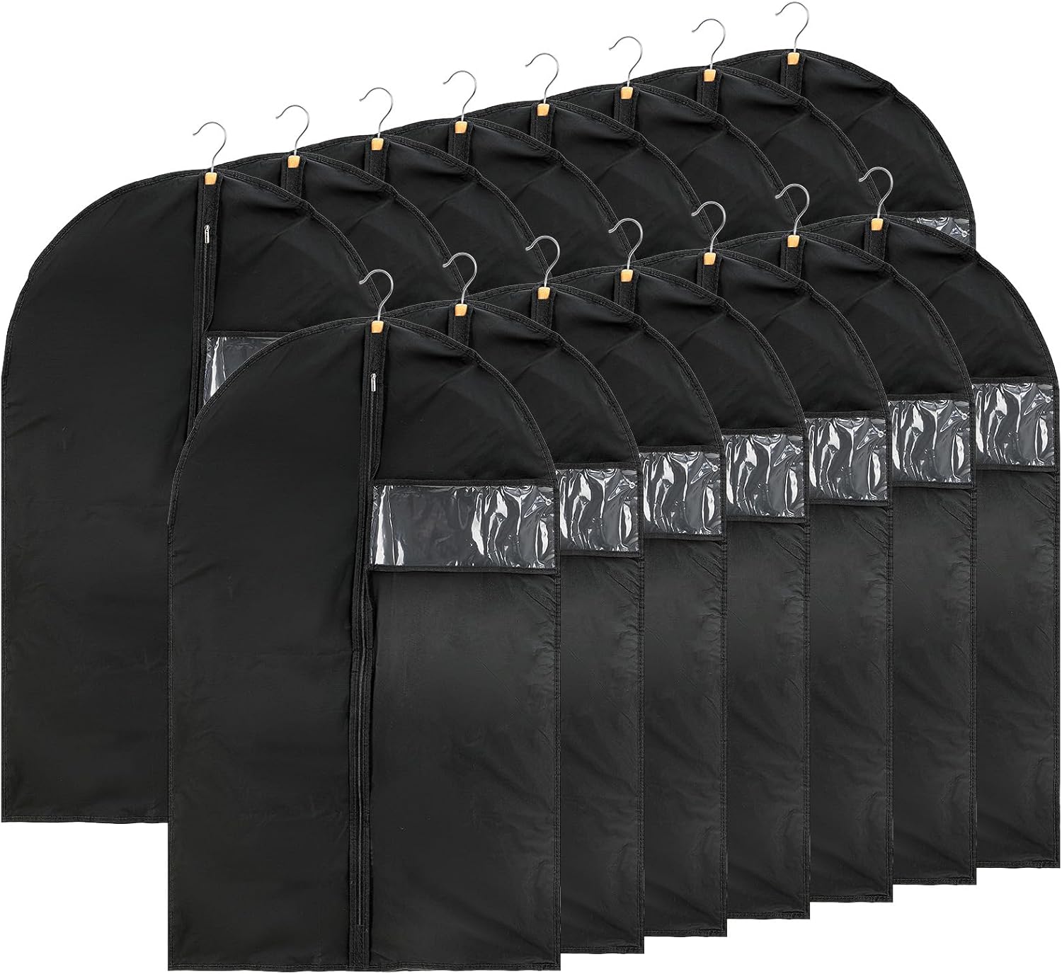 15 Pack Suit Bags Garment Bag for Men Storage 40-inch Clothes Cover with Clear Window and ID Card Holder for Suit Jacket, Skirt, Shirt and Coat