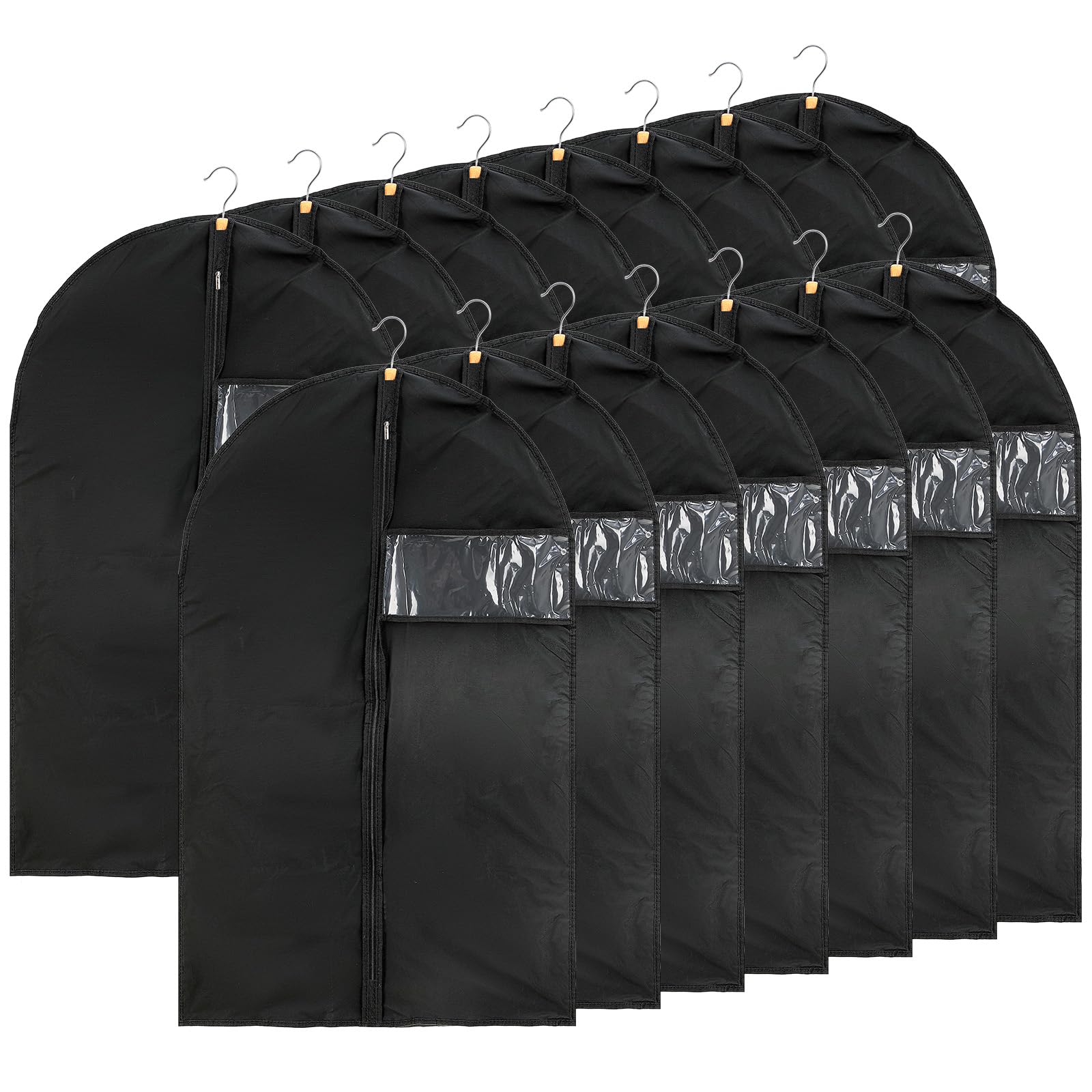 15 Pack Suit Bags Garment Bag for Men Storage 40-inch Clothes Cover with Clear Window and ID Card