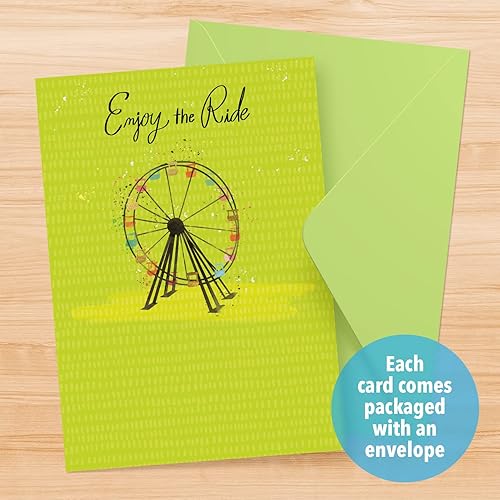 Miniatura 4 de Designer Pop!, Tarjeta de felicitación desplegable de cumpleaños  "Enjoy the Ride" Rueda de la fortuna 3D (1 tarjeta con sobre)