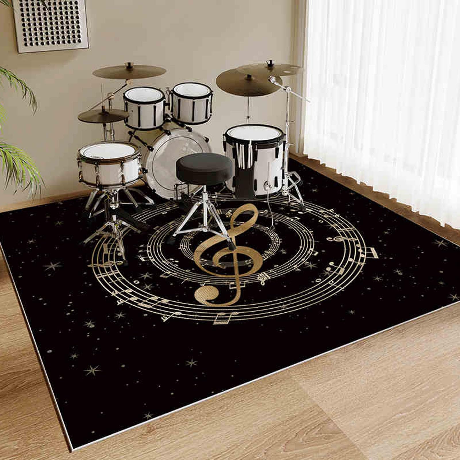 200 x 180 cm Professional Drum Carpet Drum Rug Drum Mat Drum Blanket for Drums & Percussion Non-Slip Soundproof Drums Mat Soundproofing Carpet for Bass Drum Snare And Other Musical Instrument Mat