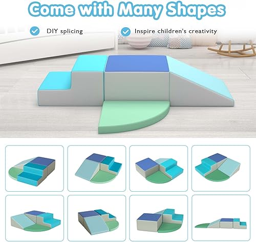 Miniatura 2 de Ashrunerise Juguetes de construcción de espuma de 4 piezas para niños de 1 a 3 años, sofá esquinero ligero, bloques de espuma suave para deslizarse,