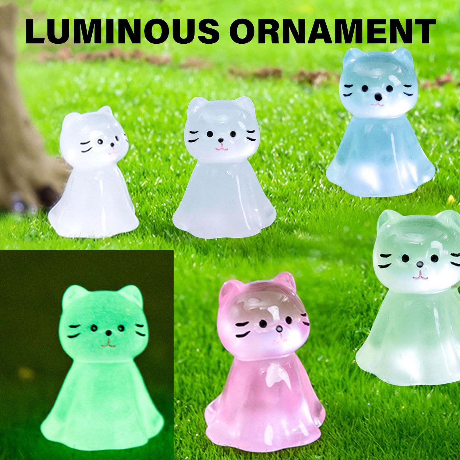HUIANER Miniatur-Katzenfiguren – 30 Stück, Leuchtet Im Dunkeln, Aus Kunstharz Für Deko, Feengarten & DIY