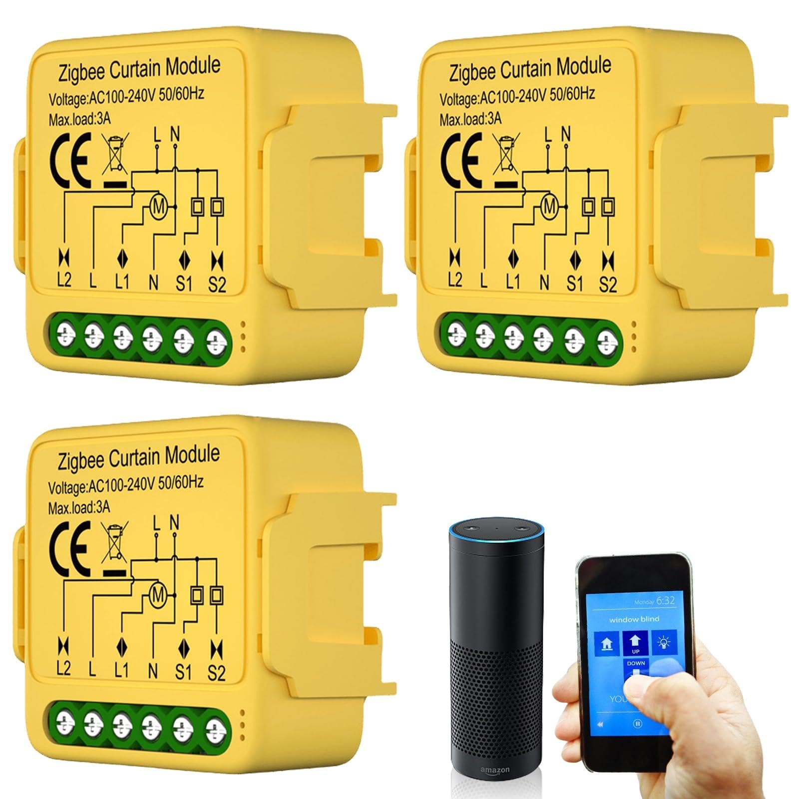 3 módulos de interruptor inteligente de persiana WiFi Tuya, módulo de interruptor de persiana inteligente de 2,4 GHz, control de persiana inteligente Alexa de 2,4 GHz, temporizador de control de