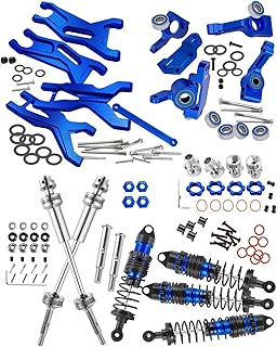 RCMYou Upgrades Part for 1/10 Slash 2WD/Slash 2WD VXL,Drive Shaft CVD Axles,Alloy Big Bore RC Shock Absorber,Front Rear Suspension Arm,Caster Block,Steering Blocks,Rear Stub Axle Carriers,Navy Blue