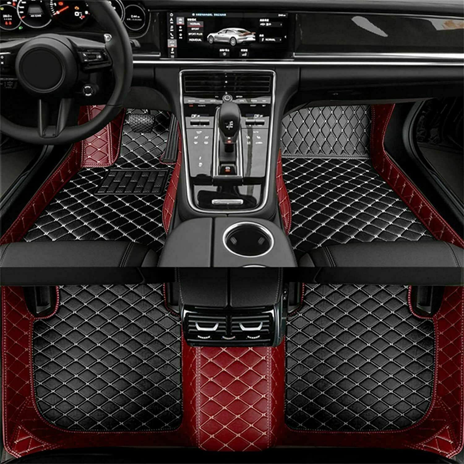 Wptwordcn Personalise it Customize Making Car Floor Mats Left/Right Drive For Jaguar (Black & Wine Red)