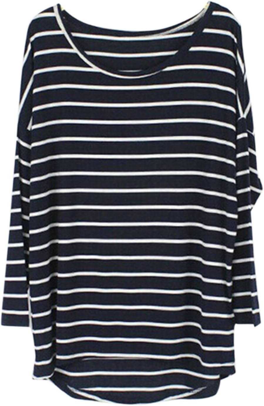 Dillian Womenss White Black Striped Loose T-Shirt Black