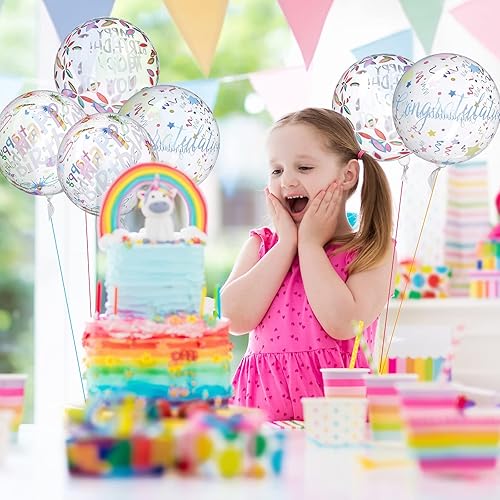 Miniatura 5 de 12 globos Bobo transparentes de feliz cumpleaños, redondos y coloridos 4D, 20 pulgadas para fiestas, bodas, decoración de baby shower