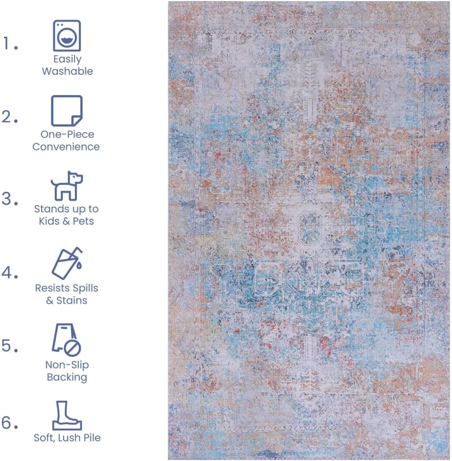 Low-Pile, Non-Slip, Non-Shedding, Foldable, Kid & Pet Friendly - Area Rugs for Living Room, Bedroom, Kitchen, Dining Room (Yellow + Polyester + Chenille-2)