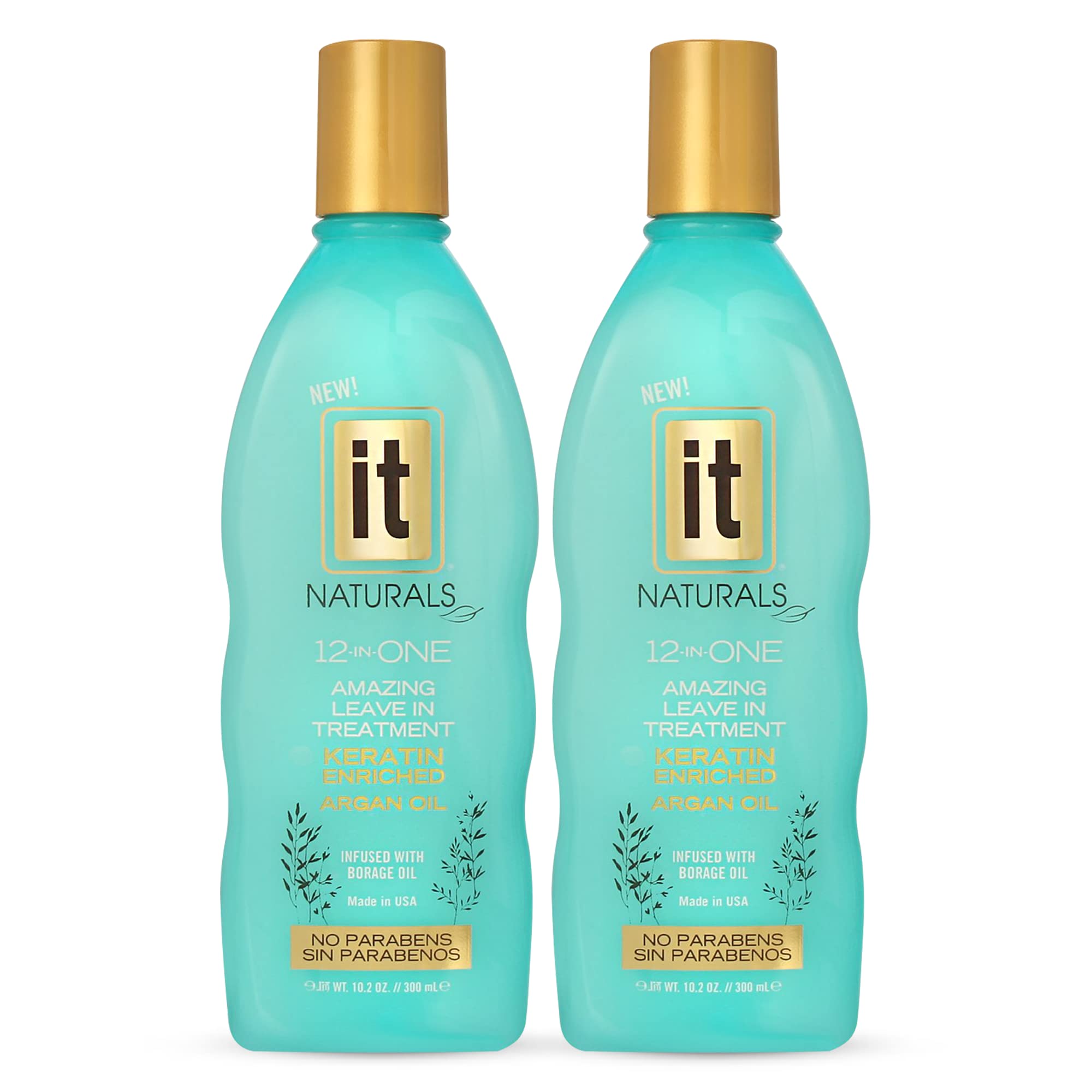 12-in-One Amazing Leave-In Hair Treatment – 2 Pack - Infused with Keratin and Argan Oil for Silky Soft Hair and Added Shine - Conditioner Strengthens and Protects Dry & Damaged Hair - It Naturals