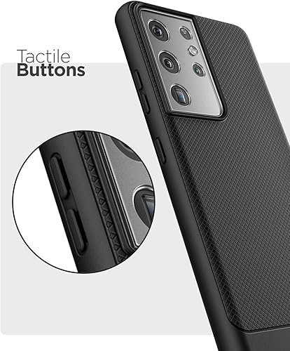 Miniatura 6 de ENCASED Funda diseñada para Samsung Galaxy S21 Ultra (armadura delgada) Funda delgada y flexible para teléfono (negro)