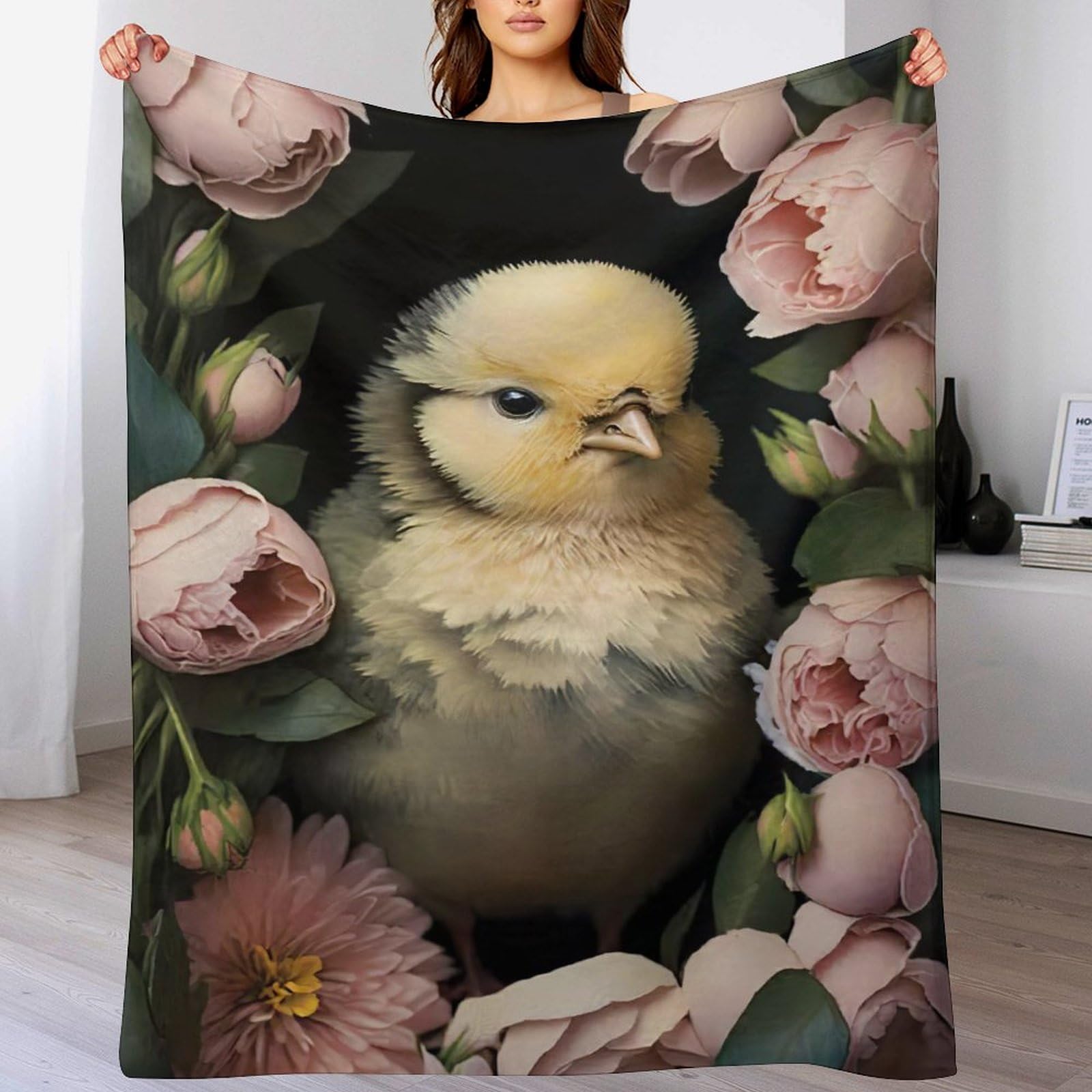 Couverture poulet flanelle chaude et confortable pour canapé frileux