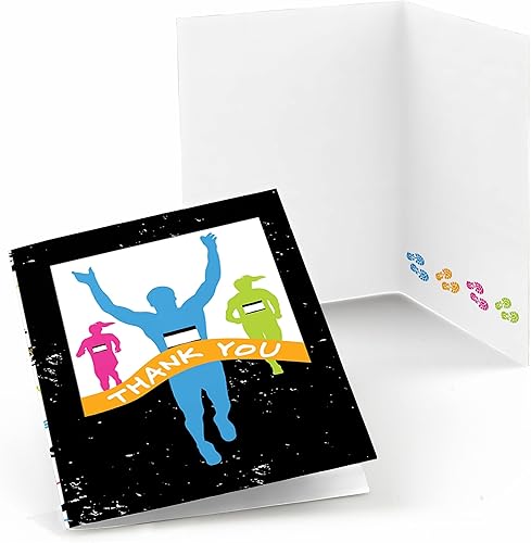 Big Dot of Happiness Establece el ritmo tarjetas de agradecimiento para correr, correr, campo traviesa o maratón (8 unidades)