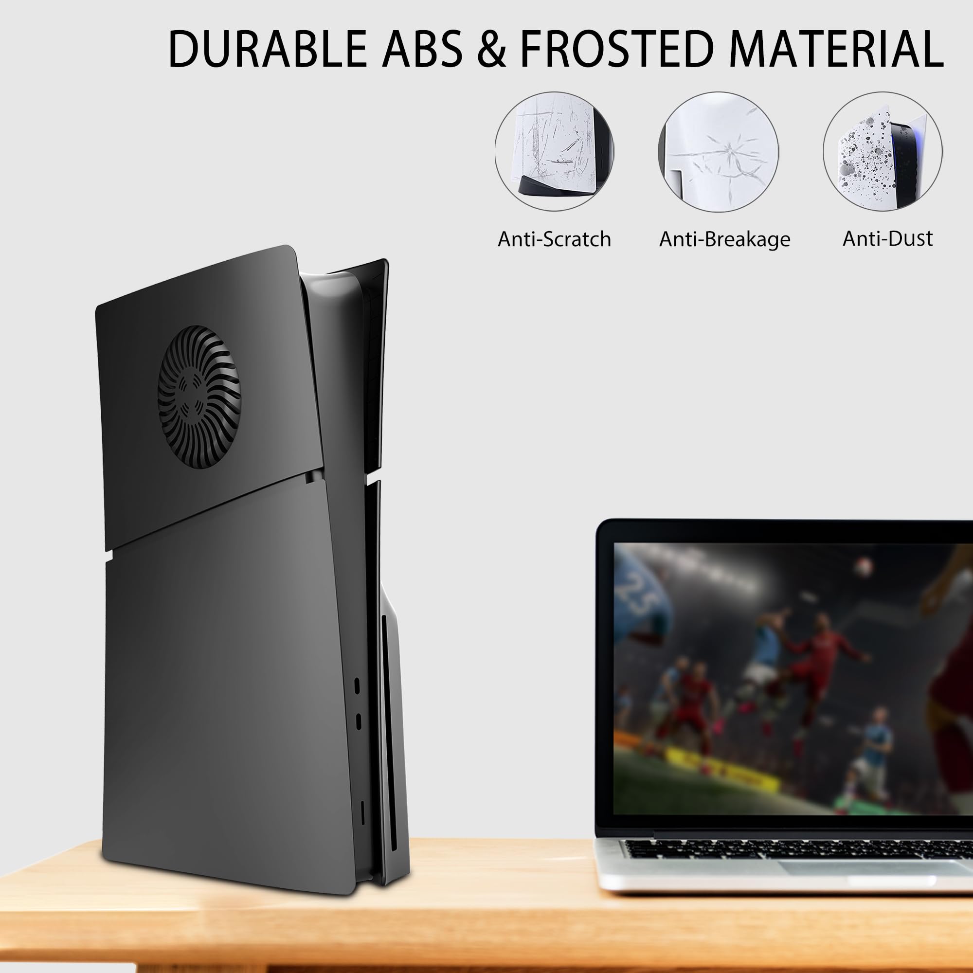 DOBEWINGDELOU Faceplate per PS5 Slim Disc Edition con prese d'aria e filtro antipolvere, pannelli laterali ABS antipolvere di ricambio