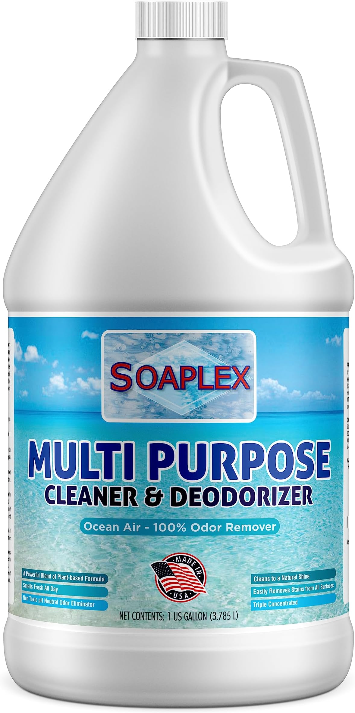 Multi-Purpose Cleaner & Deodorizer Pet Odor Eliminator, Multi-Surface Cleaner Concentrate for Floor, Carpet, Hardwood, Tile - Ocean Breeze Scent, pH Neutral, Mop Cleaning Solution (1 Gallon)