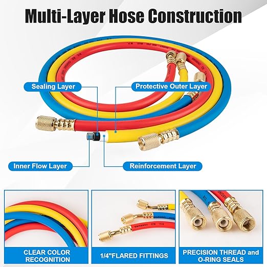 Juego de Manómetros AC 3 Vías para Refrigerante R134A R410A R22 miniatura 6