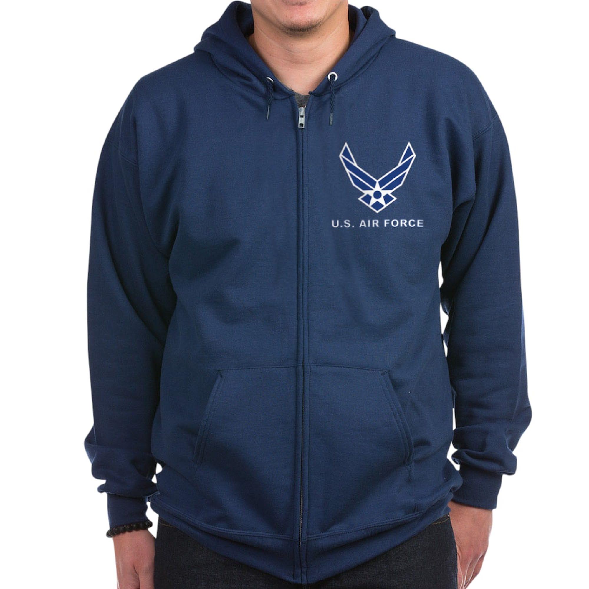 CafePress U.S. Air Force Zip Hoodie (Dark) Men's Dark Zip-Up Hoodie Sweatshirt Navy