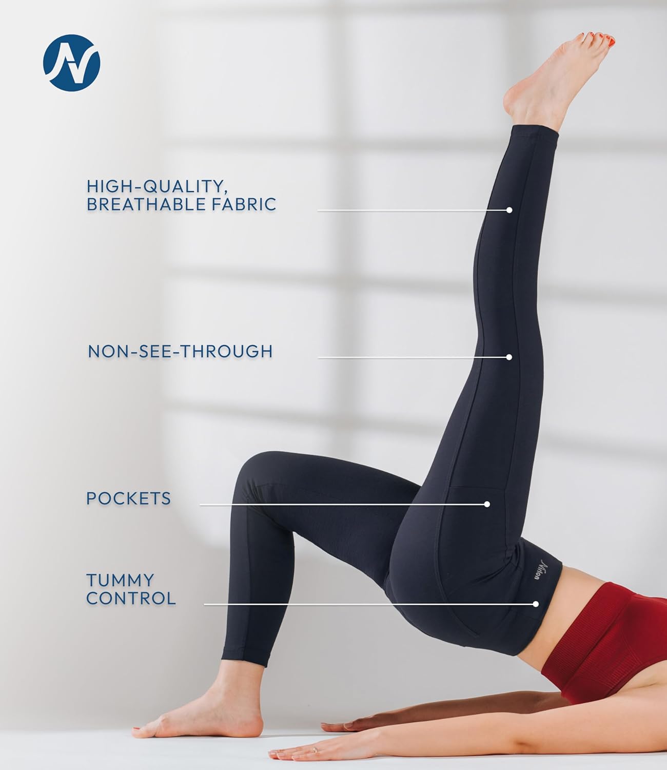 Nirlon Women's Leggings with Pockets High Waisted Workout Yoga Pants - Image 4