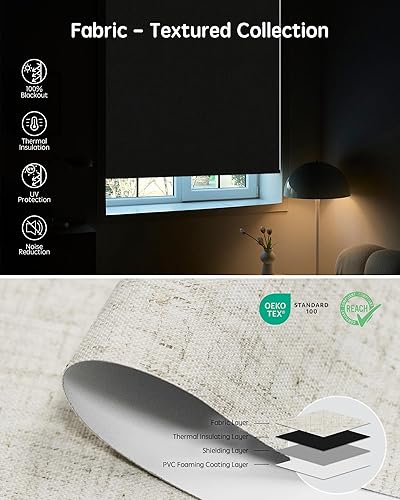 Miniatura 25 de Yoolax Persianas motorizadas con control remoto, persianas inteligentes opacas para ventanas, persianas enrollables motorizadas, persianas Tela