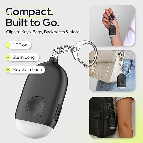 Miniatura 5 de Weten Llavero de alarma personal recargable, sirena de 130 dB y luz LED, paquete de 2 alertas de seguridad personal para que las mujeres lo lleven,