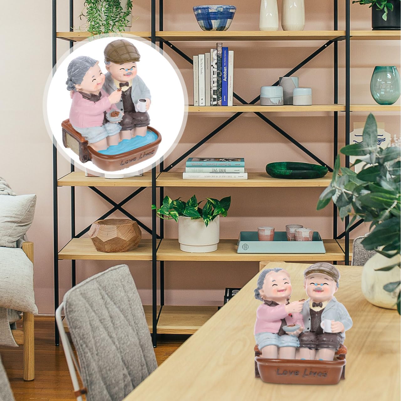 Homoyoyo Figurine di Coppia di Anziani in Resina Marito Figure Torta Topper Anziani Modello In Miniatura Il Nonno E Nonna Decorazione Torta Creativo Ornamento Casa Mini Ornamento
