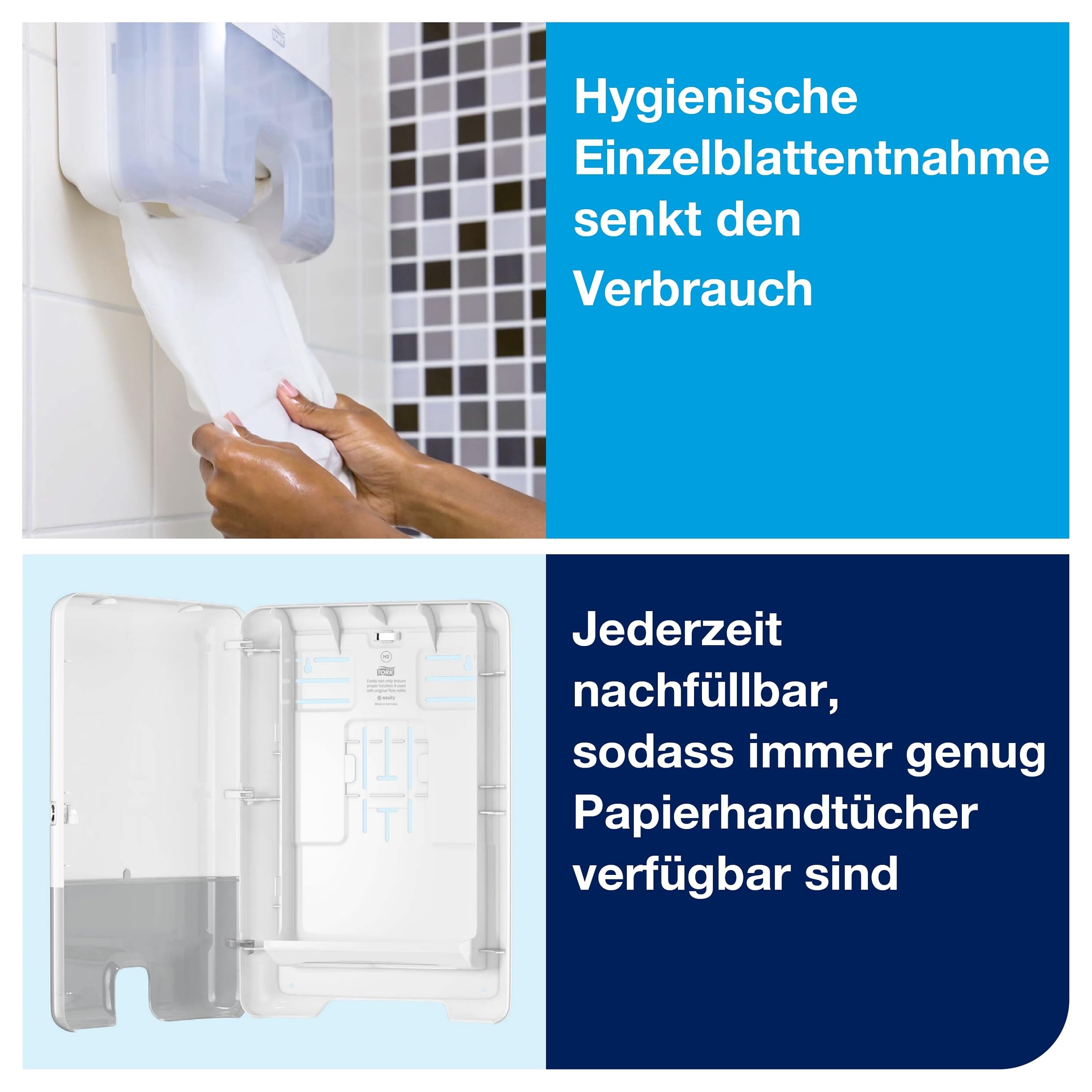 Tork Xpress Spender für Multifold Papierhandtücher 552000, Elevation Design - H2 Handtuchspender für Falthandtücher zur Einzelblattentnahme, schlankes Design, weiß