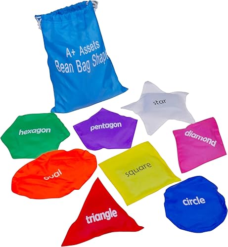 Miniatura 5 de A+ Assets Formas de puf, juego de 8 bolsas de frijol, juguete de aprendizaje para niños, aulas y niños pequeños