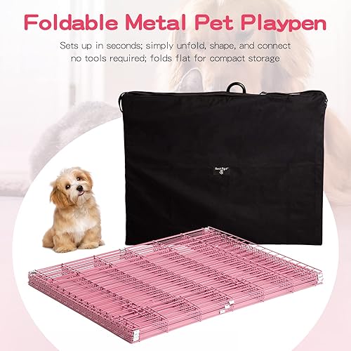 Vista 50 de BestPet - Corralito plegable de metal para perros, para interiores y exteriores, 8 paneles de 24 pulgadas Negro