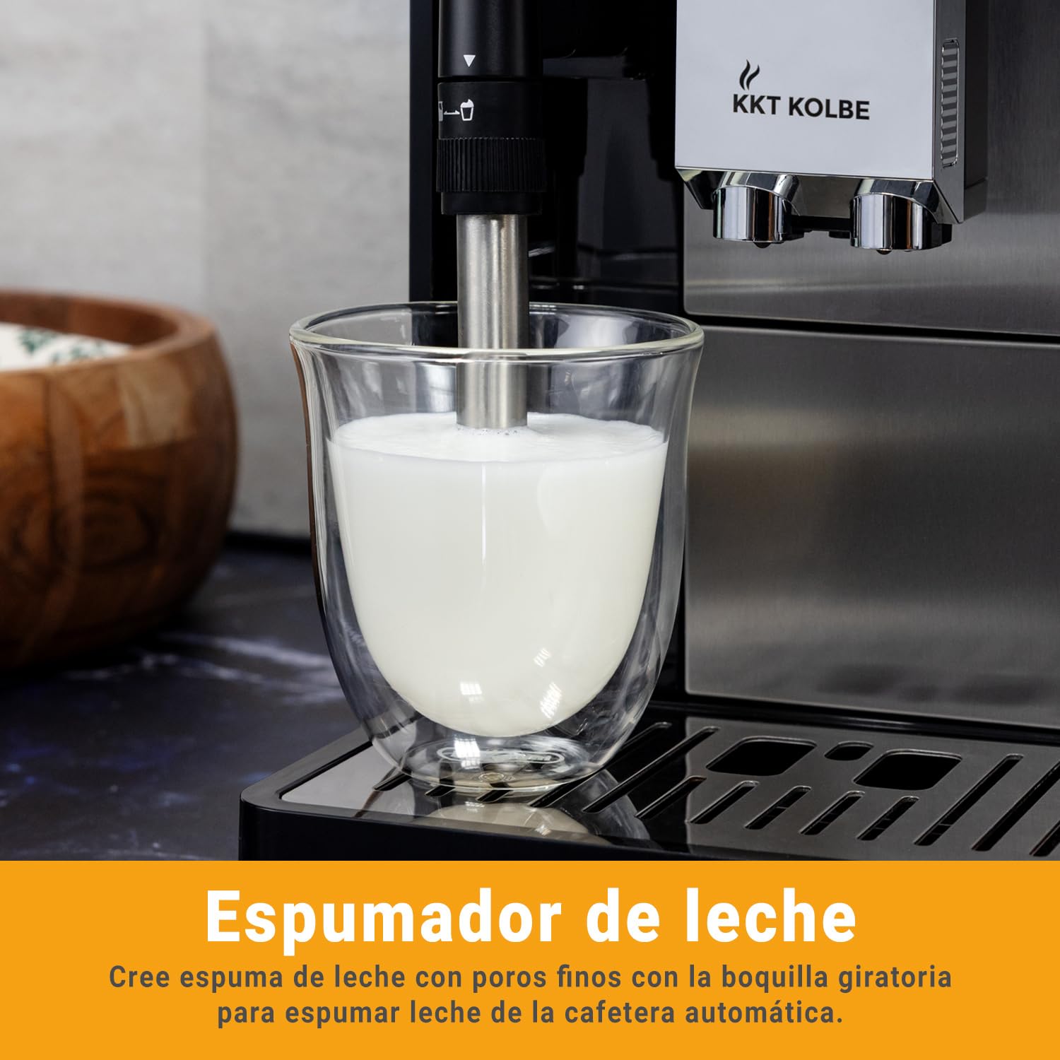 KKT KOLBE Cafetera totalmente automática con boquilla de espuma de leche, ColdBrew y accesorios, función de 2 tazas, 15 bar, molienda de 7 etapas, pantalla táctil, limpieza automática, negro y plata