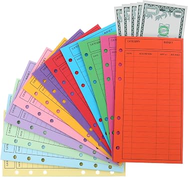 Money Envelopes for Cash, 3.54 6.5inch Money Saving Envelopes System Vertical Layout with Budget Sheet, Saving Cash Envelope Multi-color Budget Envelope for Budgeting Coins Checks Tickets, 12 PCS