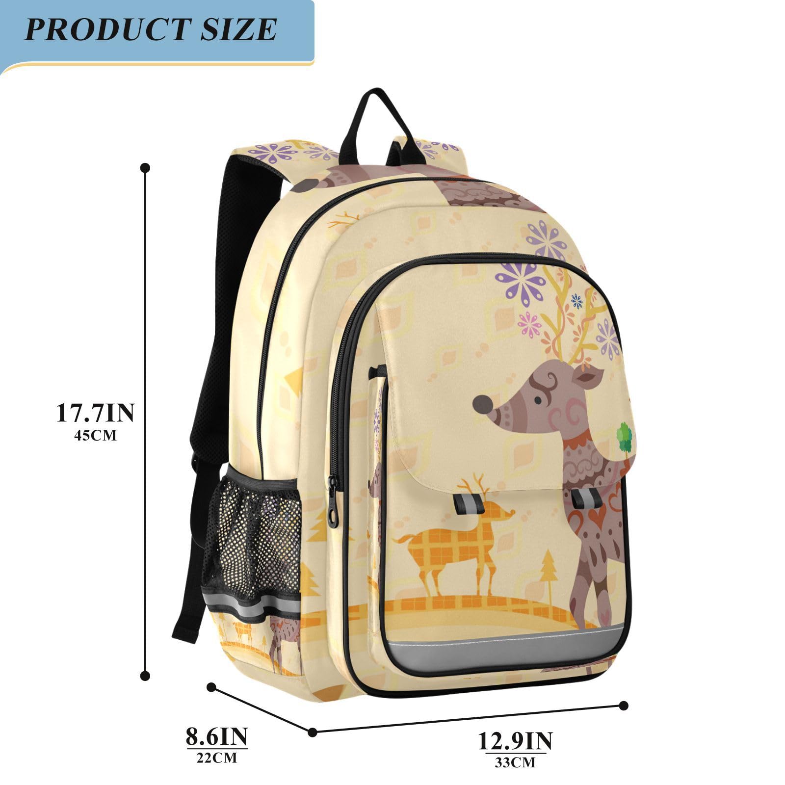 Vnurnrn Caricatura Lindo Bebé Ciervo Mochila Para Niños Niñas Escolar Mochilas Grande Reflectante Bolso de Escuela De Viaje Mujeres Hombres