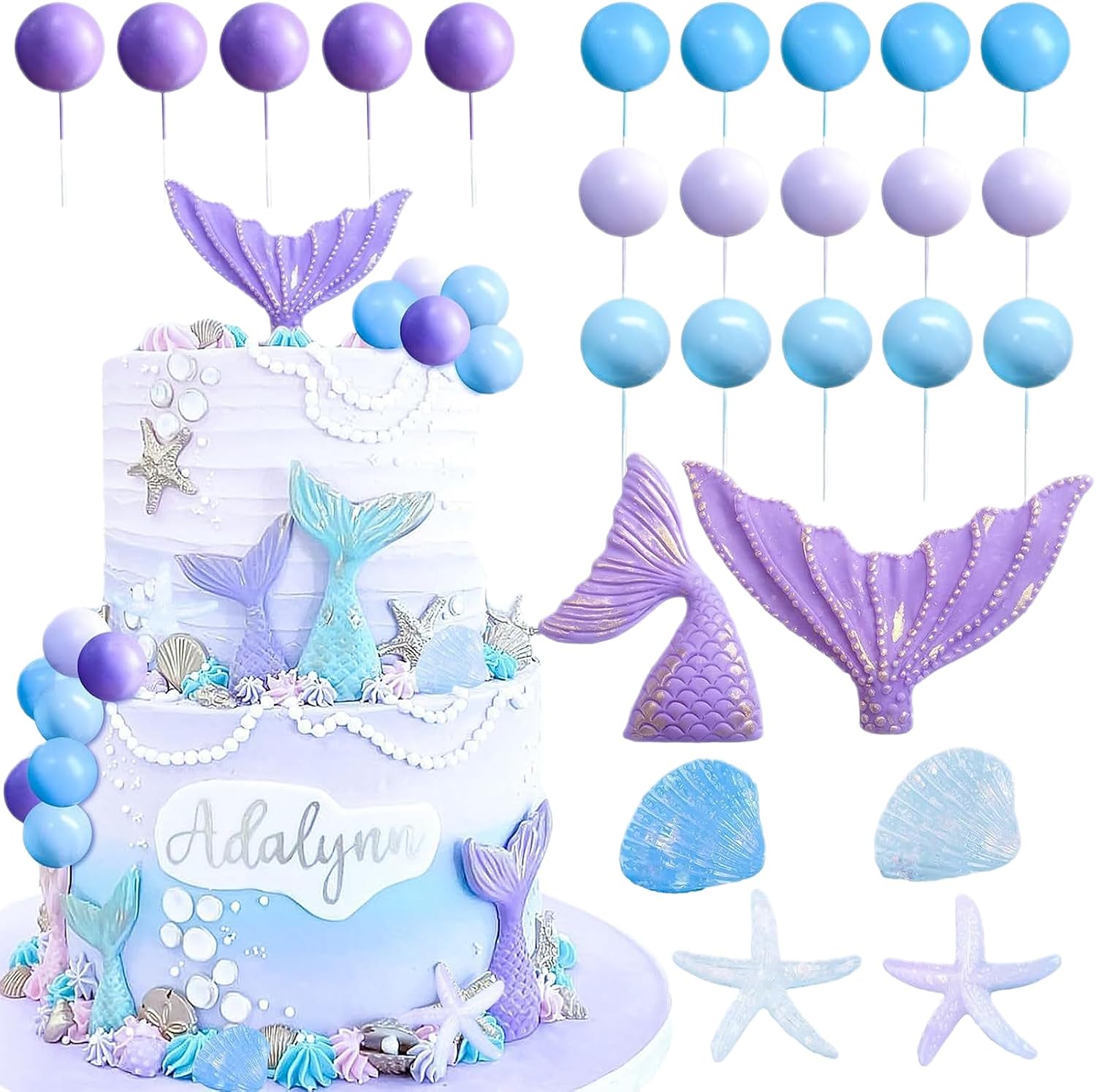 Pack of 26 Mermaid Cake Toppers Birthday Cake Toppers