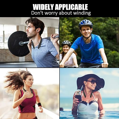 Miniatura 6 de RoomyRoc Auriculares Bluetooth, auriculares inalámbricos con banda para el cuello que evocan Siri y Bixby con auriculares retráctiles, deportivos a